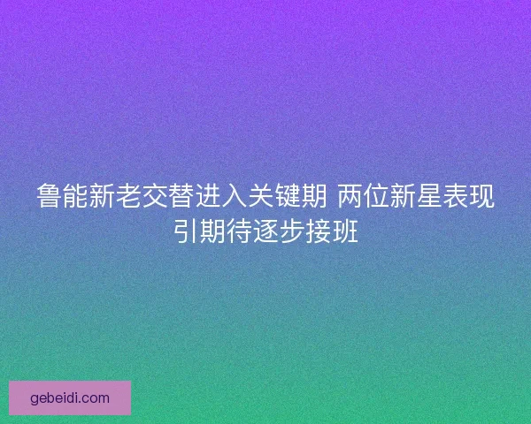 鲁能新老交替进入关键期 两位新星表现引期待逐步接班