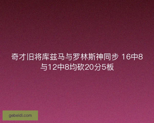 奇才旧将库兹马与罗林斯神同步 16中8与12中8均砍20分5板